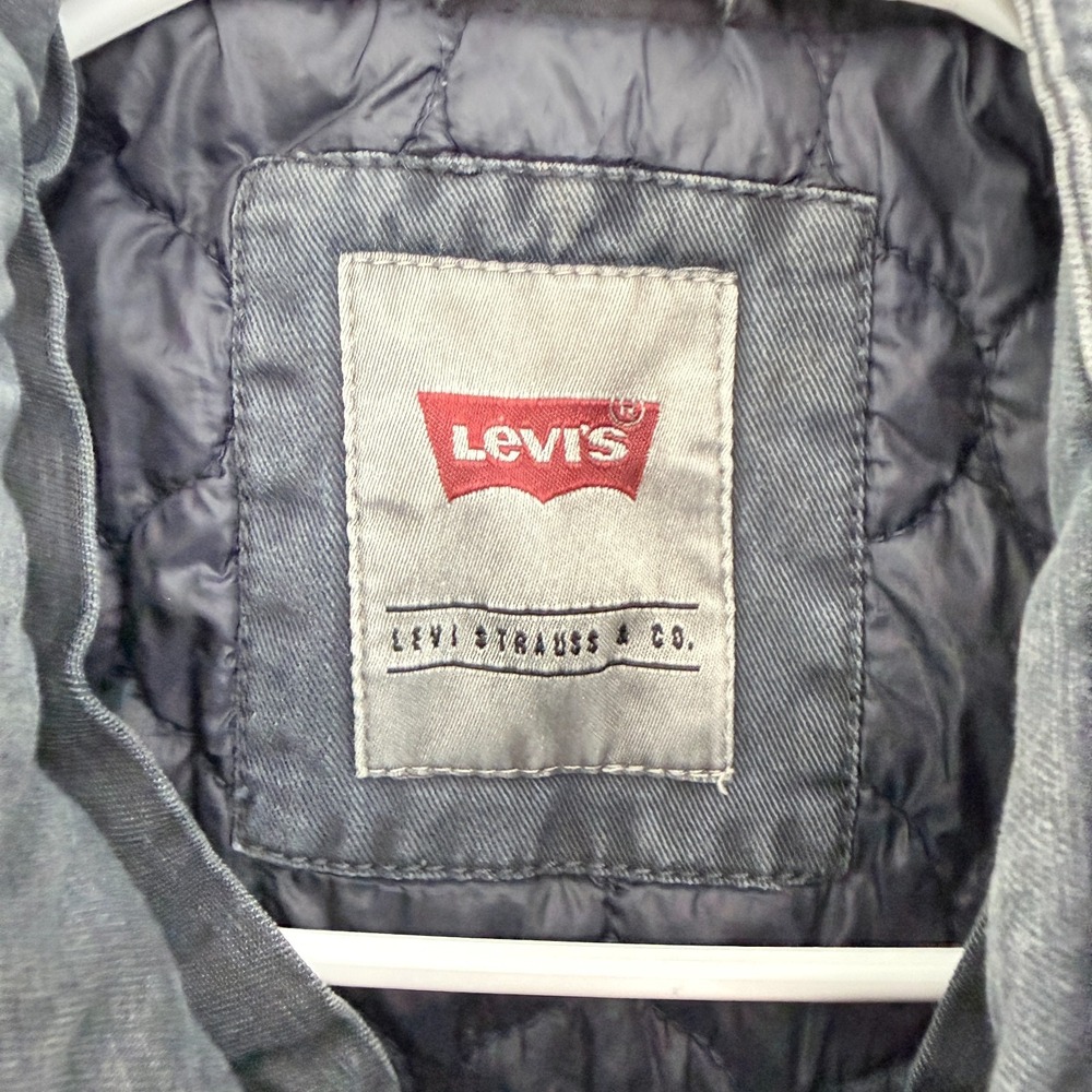 Levis Bomber Jacket Mens L Gray Full Zip Military Quilted Line - Picture 4 of 11